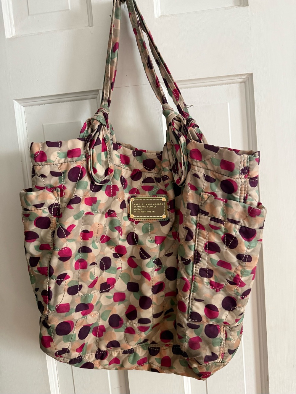 Marc by Marc Jacobs Beige Tote with Pink and Purple Dot Print